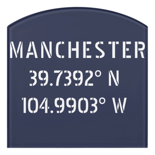 Manchester Latitude Longitude Door Sign
