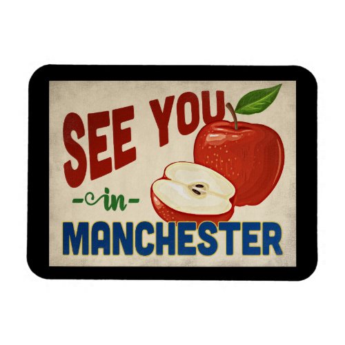 Manchester New Hampshire Apple _ Vintage Travel Magnet