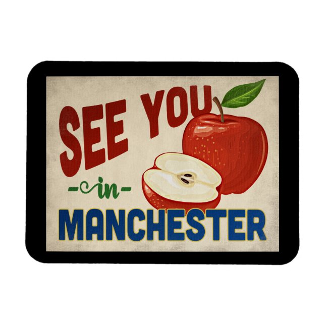 Manchester New Hampshire Apple - Vintage Travel Magnet (Horizontal)