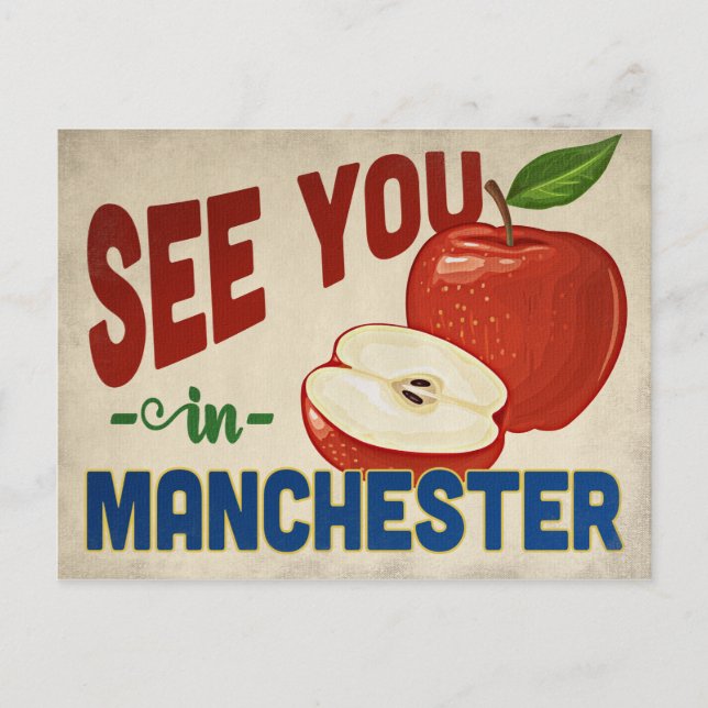 Manchester New Hampshire Apple - Vintage Travel Postcard (Front)