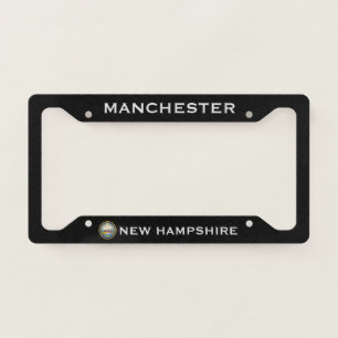 Manchester New Hampshire State Flag Black Custom License Plate Frame