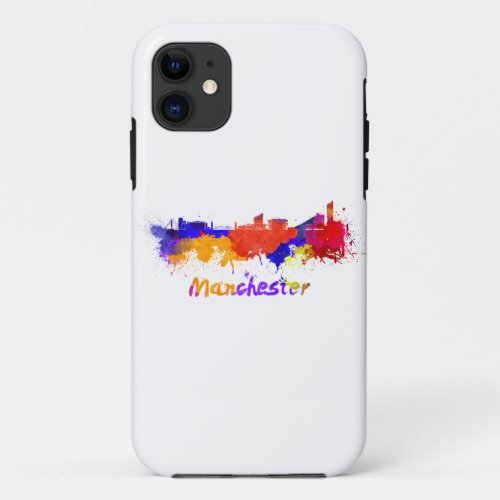 Manchester skyline in watercolor iPhone 11 case