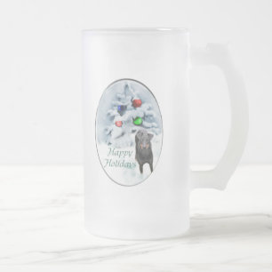 Manchester Terrier Christmas Gifts Frosted Glass Beer Mug