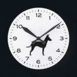 Manchester Terrier Dog Breed Silhouette Round Clock<br><div class="desc">A fun wall clock for the home or office. Makes an original gift for Manchester Terrier lovers. Check out Jenn’s Doodle World for even more decorative clocks and dog breed themed home decor.</div>