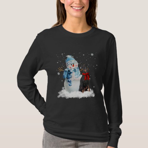 Manchester Terrier Dog Christmas Snowman T_Shirt