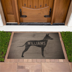 Manchester Terrier Dog Silhouette Personalized Doormat