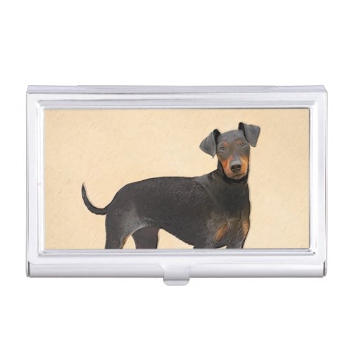 Manchester Terrier Painting Original Animal Art Business Card Case
