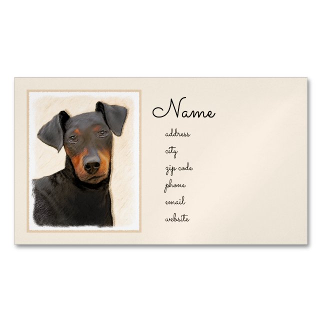 Manchester Terrier Painting Original Animal Art Business Card Magnet (Front)