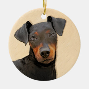 Manchester Terrier Painting Original Animal Art Ceramic Ornament