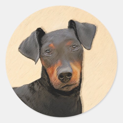 Manchester Terrier Painting Original Animal Art Classic Round Sticker
