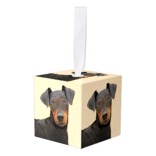 Manchester Terrier Painting Original Animal Art Cube Ornament