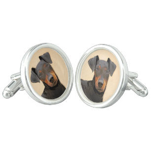 Manchester Terrier Painting Original Animal Art Cufflinks