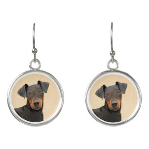 Manchester Terrier Painting Original Animal Art Earrings