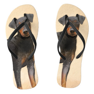 Manchester Terrier Painting Original Animal Art Flip Flops