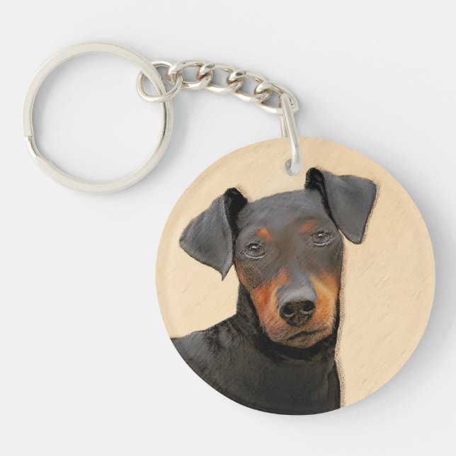 Manchester Terrier Painting Original Animal Art Keychain (Front)
