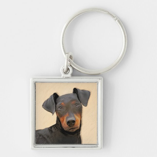Manchester Terrier Painting Original Animal Art Keychain (Front)