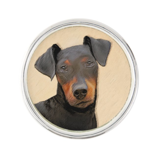 Manchester Terrier Painting Original Animal Art Lapel Pin (Front)