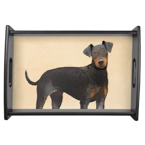 Manchester Terrier Painting Original Animal Art Serving Tray