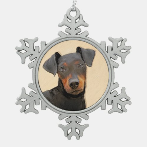 Manchester Terrier Painting Original Animal Art Snowflake Pewter Christmas Ornament
