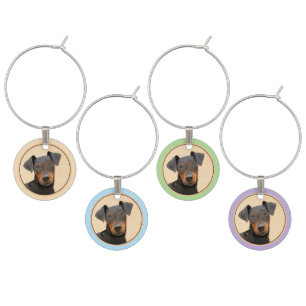 Manchester Terrier Painting Original Animal Art Wine Charm