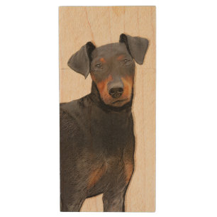 Manchester Terrier Painting Original Animal Art Wood Flash Drive