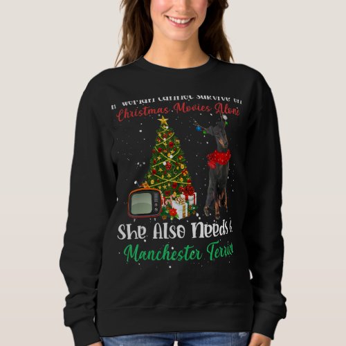 Manchester Terrier Reindeer Christmas Tree Ornamen Sweatshirt