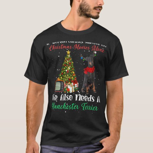 Manchester Terrier Reindeer Christmas Tree Ornamen T_Shirt