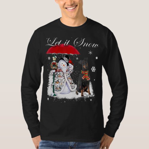 Manchester Terrier Santa Dog Christmas Snowman Xma T_Shirt