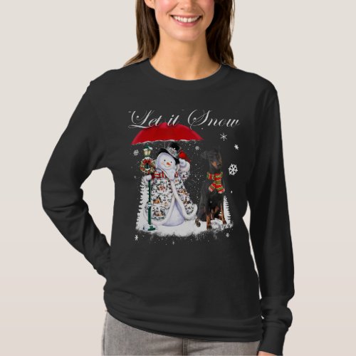 Manchester Terrier Santa Dog Christmas Snowman Xma T_Shirt