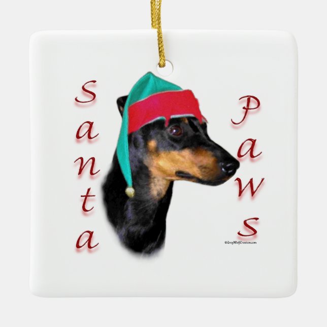 Manchester Terrier Santa Paws Ceramic Ornament (Front)