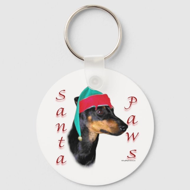 Manchester Terrier Santa Paws Keychain (Front)