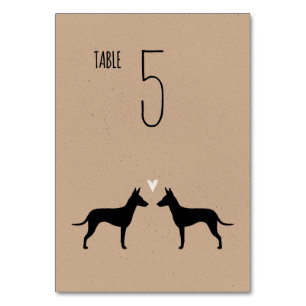 Manchester Terrier Silhouettes Wedding Reception Table Number