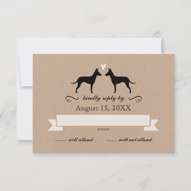 Manchester Terrier Silhouettes Wedding Reply RSVP Card (Front)