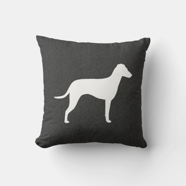 Manchester Terrier with Natural Ears Silhouette Throw Pillow (Front)