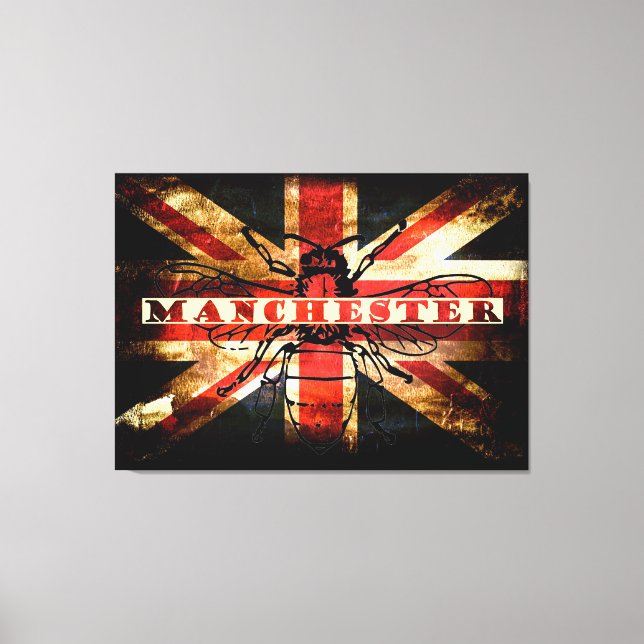 Manchester uk flag with bee canvas print (Front)