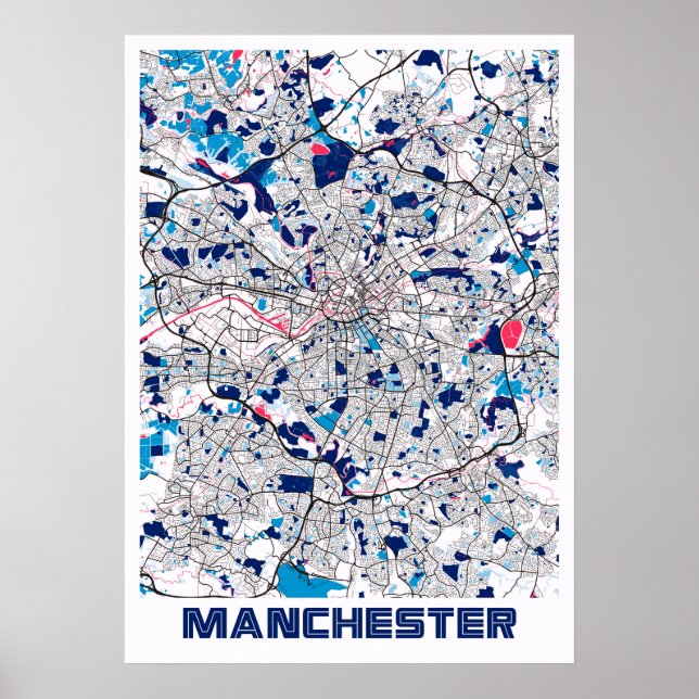 Manchester - United Kingdom MilkTea City Map Poster (Front)