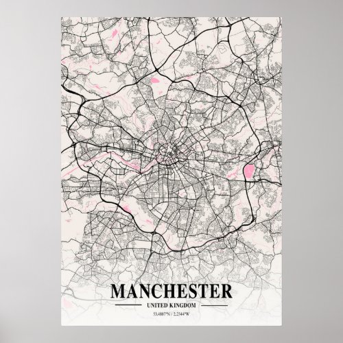 Manchester _ United Kingdom Neapolitan City Map Poster