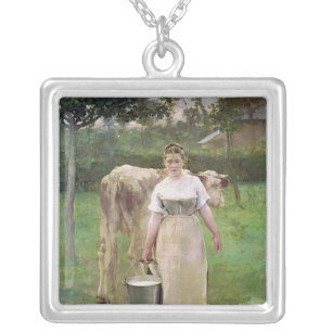 Manda Lametrie, The Farm Maid, 1887 Silver Plated Necklace