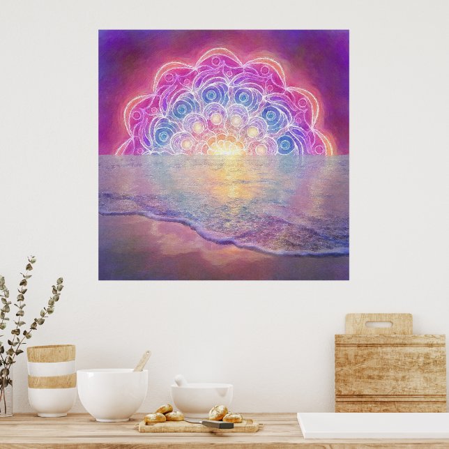 Mandala 12 Sun In Ocean pink - Poster (Kitchen)