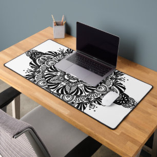 Mandala 2 - Black and White Desk Mat