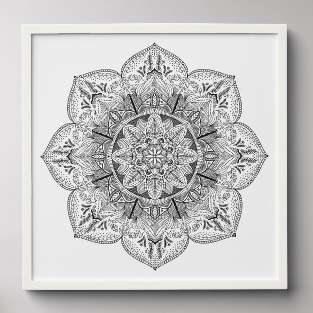 Mandala 89 - black and white peel and stick photo tile (Front Set)