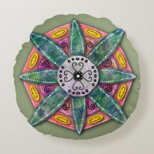Mandala 8 green Flower petals on red