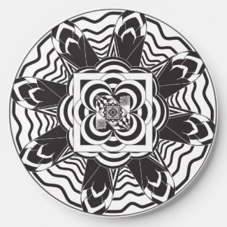 Mandala Abstract Black White Wireless Charger