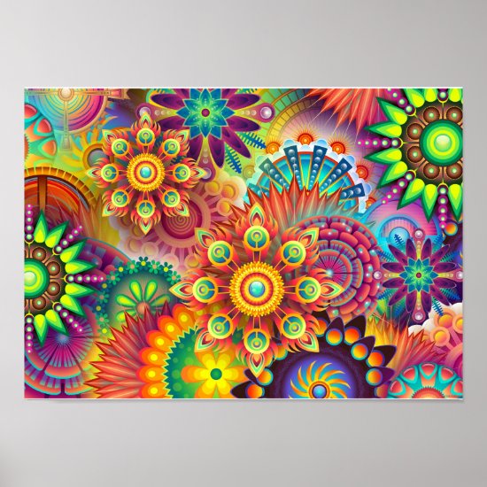 Mandala Abstract Spiritual Psychedelic Trippy Poster