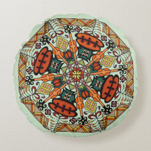 Mandala Adinkra Floor Pillow Cushion - Lt Green