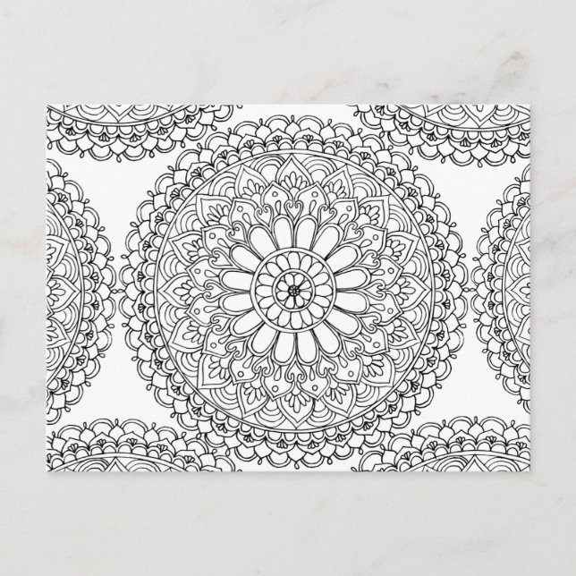 Mandala Adult Coloring Boho Pattern Postcard (Front)