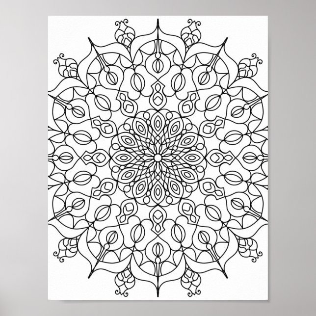  Mandala  Adult Coloring Doodle Color This Poster (Front)