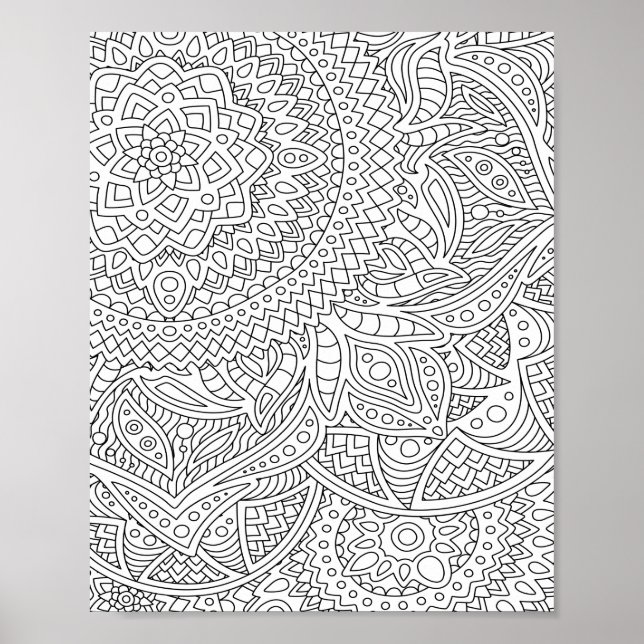  Mandala Adult Coloring Poster (Front)