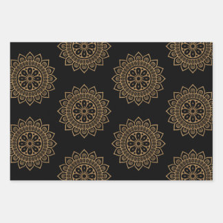 Mandala and flower wrapping paper sheets