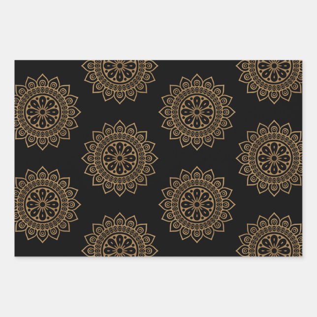 Mandala and flower wrapping paper sheets (Front)